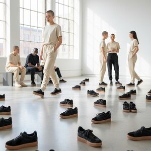 Stylish Black Sneakers with Gum Sole